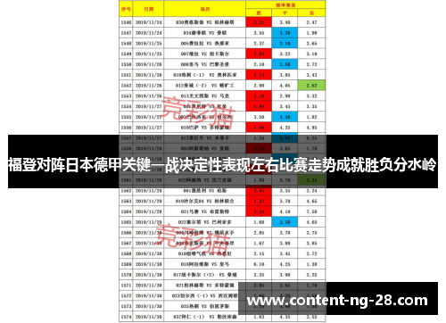 福登对阵日本德甲关键一战决定性表现左右比赛走势成就胜负分水岭 福登对阵日本德甲关键一战决定性表现左右比赛走势成就胜负分水岭